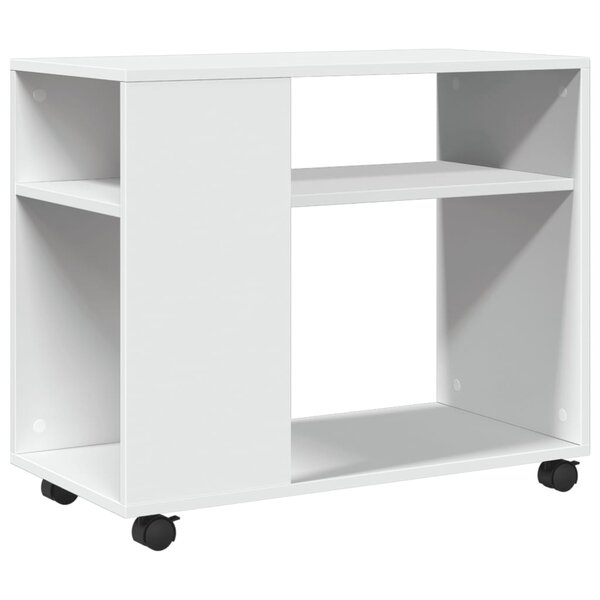 vidaXL Table d'appoint avec roues blanc 70x35x60 cm bois d'ingénierie