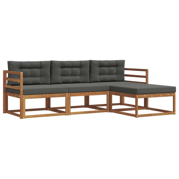 vidaXL Ensemble de canapés d'extérieur 4 pc Naturel et Anthracite