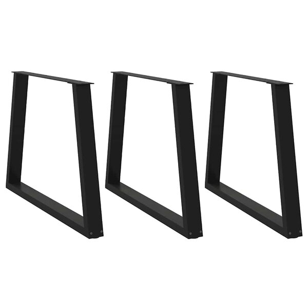 vidaXL Pieds de table à manger en V 3 pièces Noir 90 x (72-73 3) cm Acier