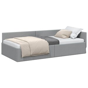 vidaXL Cadre de lit d'angle Gris clair 90 x 200 cm tissu