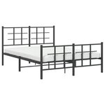 vidaXL Cadre de lit métal avec tête de lit/pied de lit noir 135x190 cm