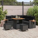 vidaXL Ensemble de canapé de jardin 8 Pièces Noir 80 x 80 x 71 cm