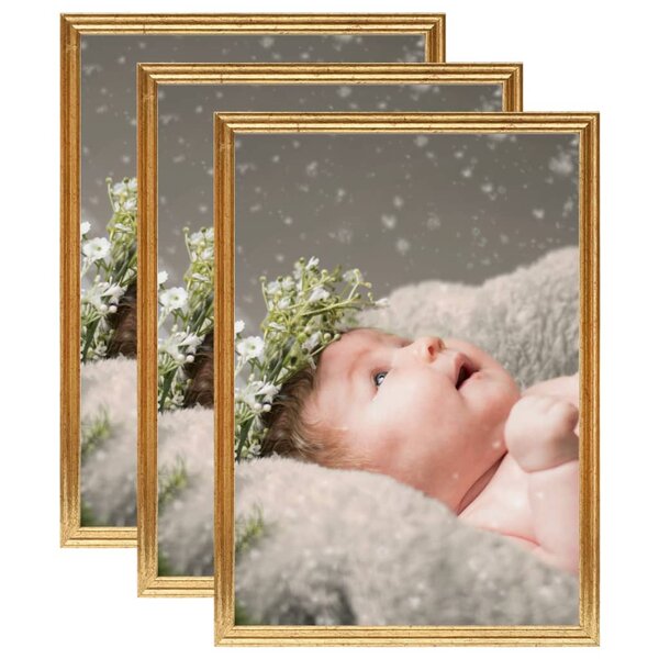 vidaXL Collage de cadres photo 3 Pièces de table Doré 18x24 cm MDF