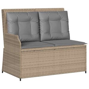 vidaXL Banc de jardin avec coussin Beige Poly rotin
