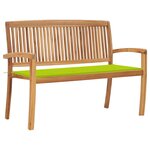 vidaXL Banc de jardin empilable et coussin 128 5cm Bois de teck massif