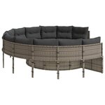 vidaXL Canapé de jardin avec table coussins rond gris résine tressée