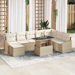 vidaXL Ensemble de canapé de jardin avec coussin 9 Pièces beige et crème