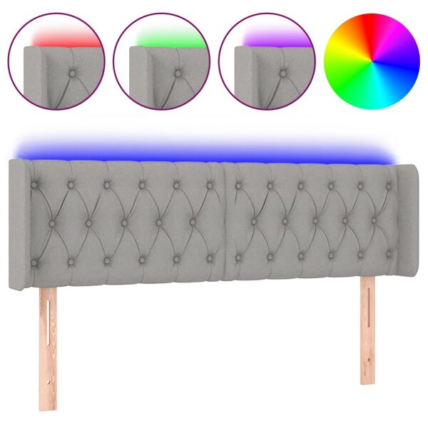 vidaXL Tête de lit à LED Gris clair 163x16x78/88 cm Tissu