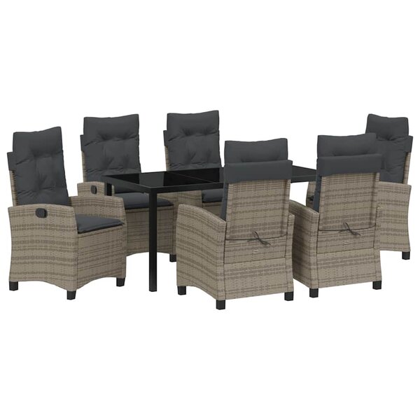 vidaXL Ensemble de salle à manger pour jardin 7 Pièces Gris polyrotin