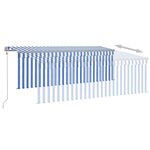 vidaXL Auvent automatique rétractable avec store 4x3 m Bleu et blanc