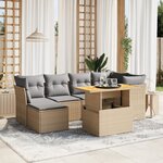 vidaXL Salon de jardin avec coussins 7 Pièces beige résine tressée