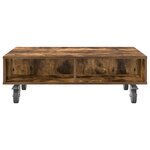 vidaXL Table d'appoint avec roues Chêne fumé 90 x 50 x 30 cm