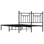 vidaXL Cadre de lit métal avec tête de lit noir 140x190 cm