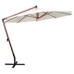 vidaXL Parasol 350 cm Poteau de bois Blanc