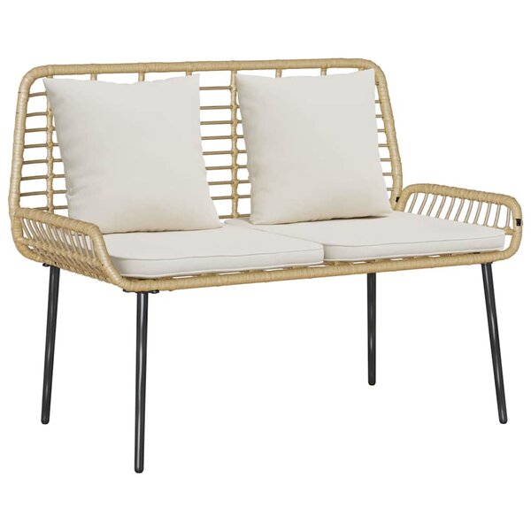 vidaXL Banc de jardin Marron  Noir  Crème Rattan synthétique  acier