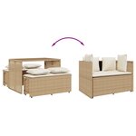 vidaXL Ensemble à manger de jardin et coussins 3 Pièces Beige poly rotin