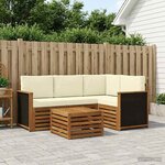 vidaXL Ensemble de canapés d'extérieur 5 pc Naturel et Crème Polyester
