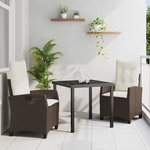 vidaXL Ensemble de salle à manger pour jardin 3 Pièces Marron polyrotin