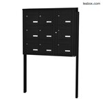 Bloc collectif Leabox 3x3 grade 3 simple face extérieur sur pieds à sceller noir 9005 finition brillante