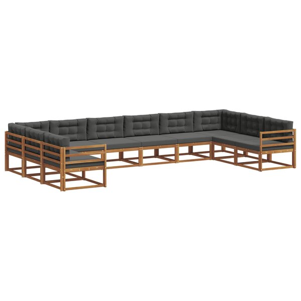 vidaXL Ensemble de canapés d'extérieur 10 Pièces Naturel et Anthracite