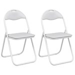 vidaXL Chaise pliante 2 pc Simili cuir Blanc 48 x 43 5 x 81 cm
