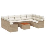 vidaXL Ensemble de canapé de jardin avec coussin 10 Pièces Beige  Crème