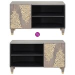 vidaXL Meuble TV Gris et or 80 x 31.5 x 46 cm Bois de manguier massif