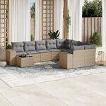 vidaXL Salon de jardin avec coussins 10 Pièces beige résine tressée