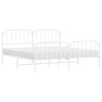 vidaXL Cadre de lit métal sans matelas et pied de lit blanc 193x203 cm