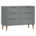 vidaXL Commode MOLDE Gris 113x40x80 cm Bois de pin massif