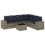 vidaXL Salon de jardin 7 Pièces avec coussins gris résine tressée