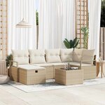 vidaXL Ensemble de canapé de jardin avec coussin 7 Pièces beige et crème