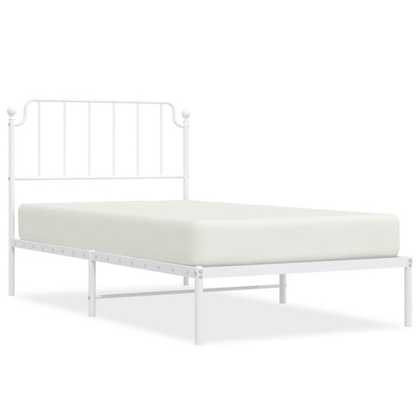 vidaXL Cadre de lit métal avec tête de lit blanc 100x200 cm