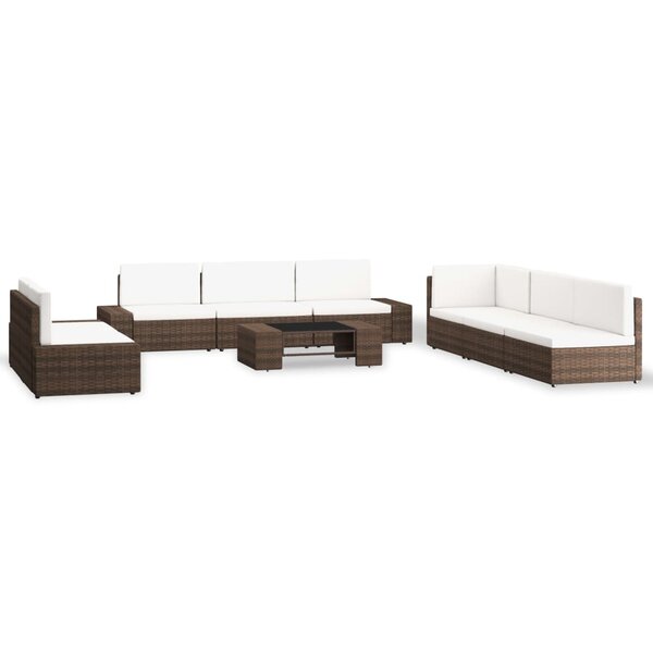 vidaXL Salon de jardin 9 Pièces Résine tressée Marron