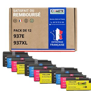 937XL 937e - 12 cartouches compatibles pour HP 937XL 937e - COMETE
