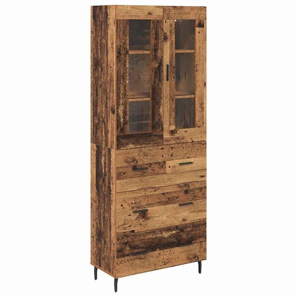 vidaXL Haut Armoire 2 Pièces Bois Ancien Bois Aggloméré et Verre
