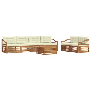 vidaXL Ensemble de canapés d'extérieur 7 Pièces Naturel et Crème