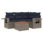 vidaXL Salon de jardin 5 Pièces avec coussins gris résine tressée