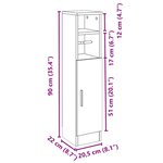 vidaXL Meuble de salle de bain avec porte-rouleau noir 20 5x22x90 cm