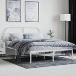 vidaXL Cadre de lit métal sans matelas et tête de lit blanc 140x190 cm
