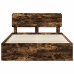 vidaXL Cadre de lit Chêne fumé 160 x 200 cm Pin massif