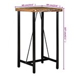 vidaXL Ensemble de bar 3 Pièces Bois de récupération Cuir véritable et toile
