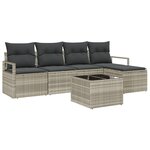 Ensemble de canapés de jardin vidaXL 6 pièces avec coussins gris en rotin