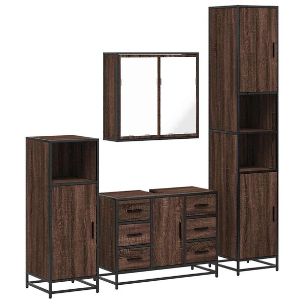 vidaXL Ensemble de meubles de salle de bain 4 Pièces chêne marron