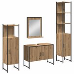 vidaXL Ensemble de mobilier de salle de bain avec porte 4 Pièces Marron