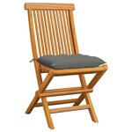 vidaXL Chaises de jardin avec coussins gris 6 Pièces Bois de teck massif