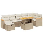 vidaXL Salon de jardin avec coussins 8 Pièces beige résine tressée