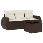 vidaXL Salon de jardin 4 Pièces avec coussins marron résine tressée