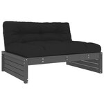 vidaXL Salon de jardin 4 Pièces avec coussins gris bois massif