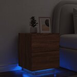 vidaXL Armoire de chevet et lumières LED chêne marron bois ingénierie